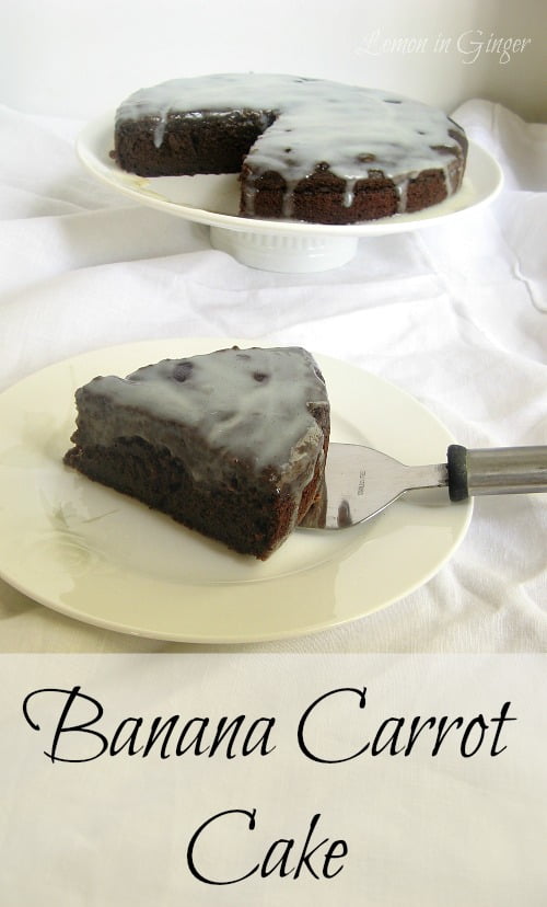 Eggless Chocolate Carrot Banana Cake with Buttermilk Vanilla Bean Glaze