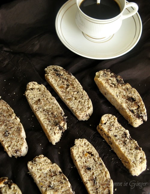 Eggless Candied Ginger & Chocolate Biscotti