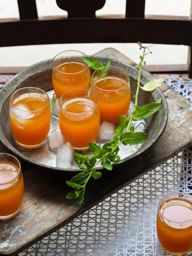 Bel Ka Sharbat (Wood Apple Juice) in a glass