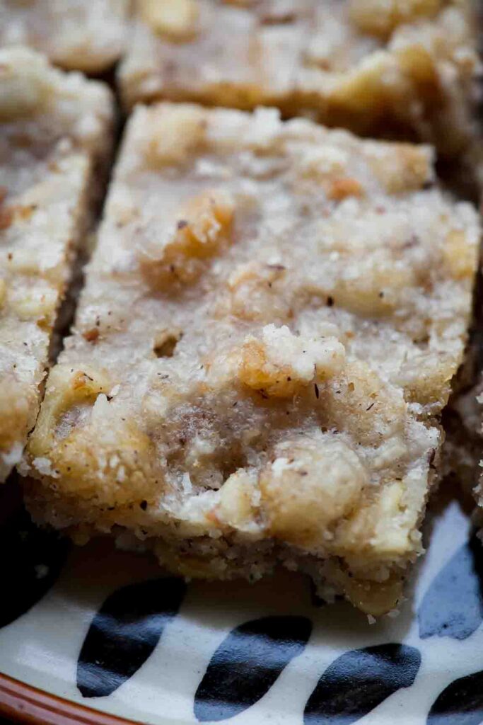 Flattened gond barfi squares decorated with nuts
