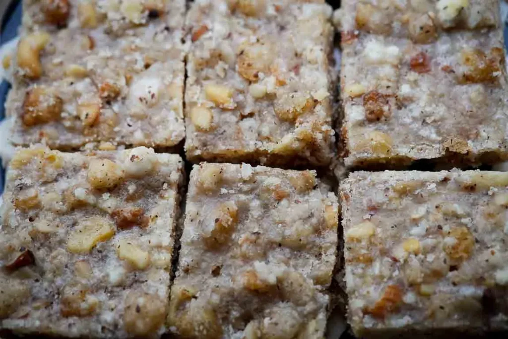 Homemade gond barfi cut into diamond shapes