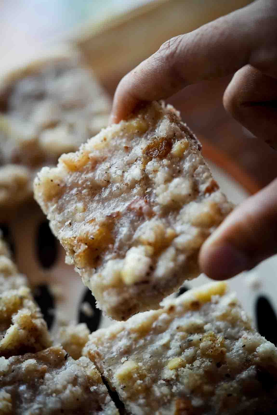 Close-up shot of soft and crunchy gond nariyal panjiri
