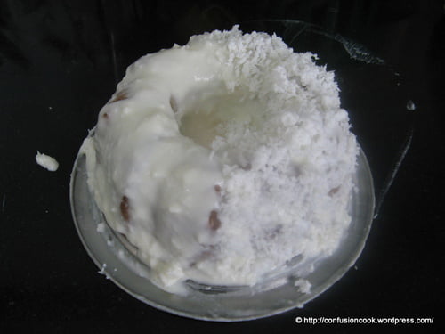 Eggless Banana Pound Cake with Coconut Cream Cheese Frosting