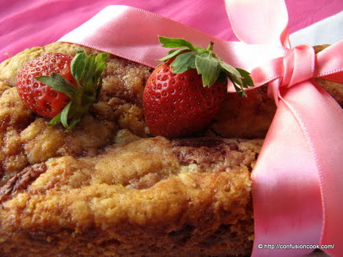 Eggless Roasted Strawberry Pound Cake