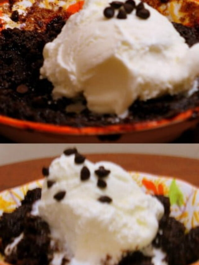 Close-up view of 3-Minute Microwave Brownie topped with chocolate chips