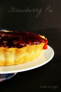 Strawberry pie topped with fresh strawberry sauce