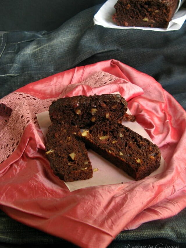 Healthy Eggless Chocolate Cucumber Banana Bread topped with chocolate chips