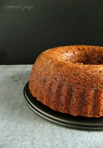 Eggless Whole Wheat Christmas Bundt Cake with a glaze drizzled over the top