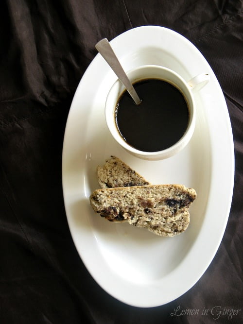 Eggless Candied Ginger & Chocolate Biscotti