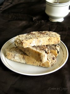 Eggless Candied Ginger & Chocolate Biscotti