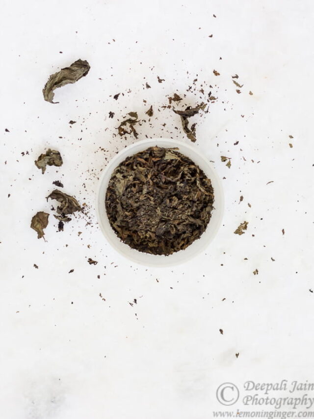 Dried mint leaves kept in a bowl