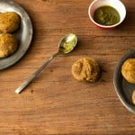 Close-up of a stack of Chana Dal ke Kebabs showcasing their crispy texture