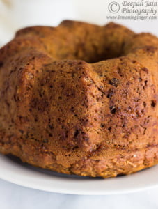 Eggless Whole Wheat Carrot and Orange Zest Bundt Cake