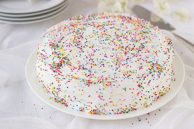 Sprinkle Birthday Cake with Whipped Cream