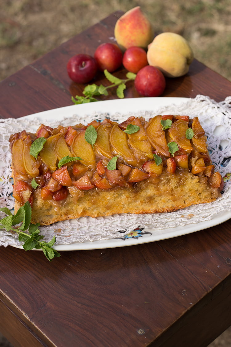 Peach and Plum Upside Down Cake