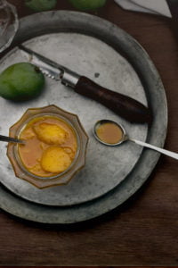 Homemade Aamras (raw mango chutney) served in a traditional bowl