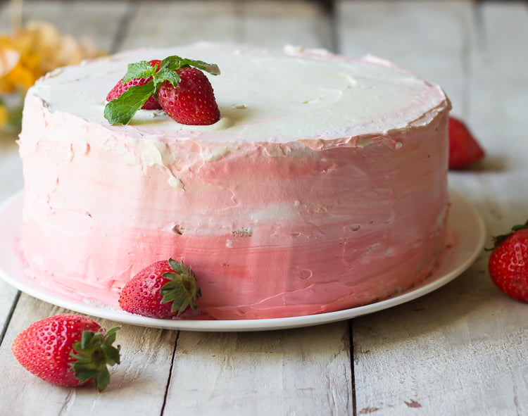 Strawberry Pineapple Ombre Cake