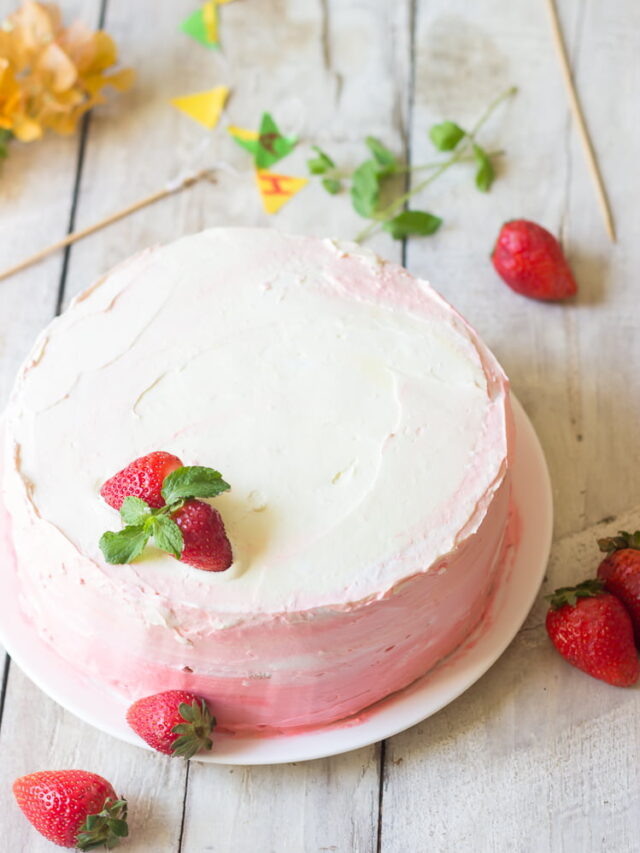 Eggless Strawberry Ombre Cake