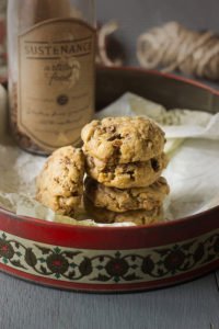 Stack of golden-brown healthy granola cookies ready to eat