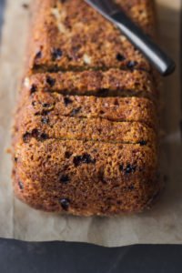 Closeup View of Sliced Banana Walnut Bread