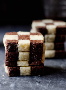 Close-up view of classic checkerboard cookies, ready to enjoy