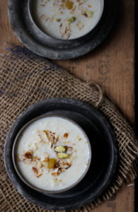 A bowl of rice kheer, showing its creamy texture