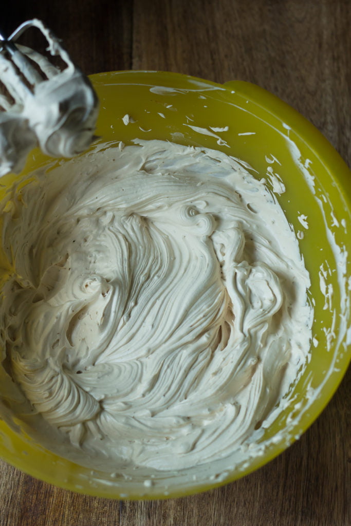 The process of making Eggless Whiskey Coffee Poke Cake