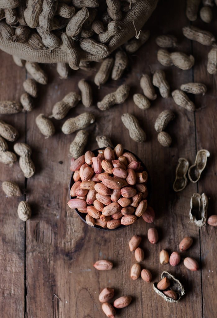 Closeup view of a peeled raw peanuts