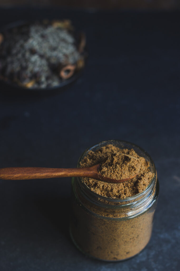 Homemade garam masala stored in an airtight jar, ready to use