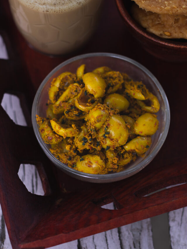 Close-up of Karoda Pickle showing the juicy, spiced karondas