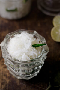 Crispy and spicy Mooli Lachha in a ceramic dish