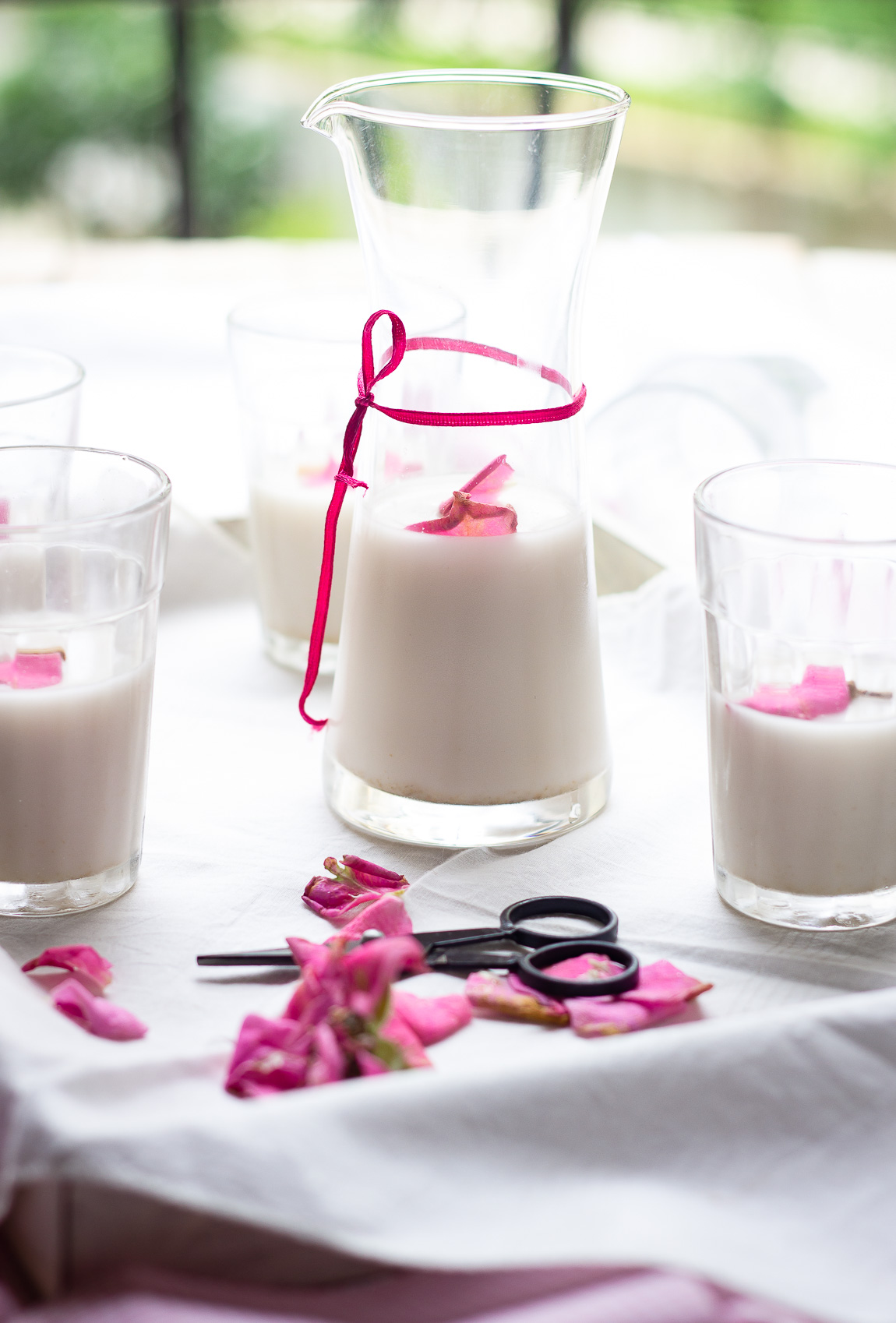 Close up look of fresh homemade coconut milk
